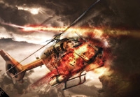Photoshop合成在空中爆炸特效的直升机