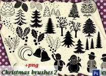 圣诞节松树和雪人装饰PS笔刷