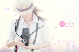 Photoshop打造唯美的韩系淡粉色外景人物图片