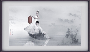 Photoshop打造古典淡蓝色中国风婚片