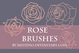 线描风格的玫瑰花装饰PS笔刷