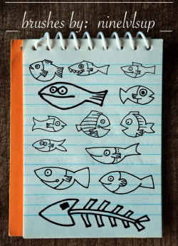 手绘涂鸦小鱼图形PS笔刷