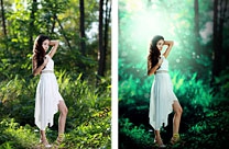 Photoshop打造梦幻的青绿色夏季外景人物图片