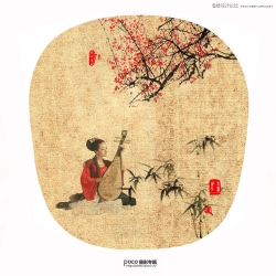 Photoshop制作中国风手绘古典扇面效果图