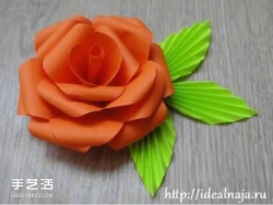 纸玫瑰的简单折法图解 折纸玫瑰花叶子步骤