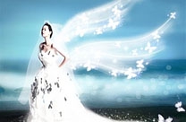 Photoshop打造梦幻的蓝色天使婚片