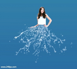 Photoshop怎么快速给人物加上清凉的水裙