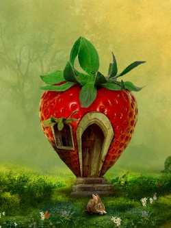 Photoshop合成漂亮的草莓小屋