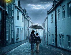 Photoshop合成冷色风格的雨天街道场景