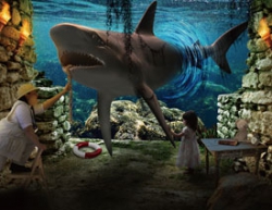 Photoshop合成从水中穿越出来的大鲨鱼