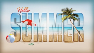 Photoshop制作清凉的夏日主题海滩立体字
