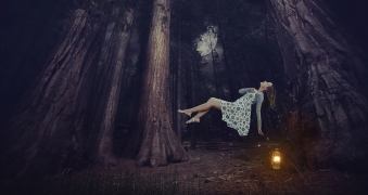 Photoshop合成森林中睡在半空的精灵