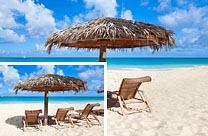 Photoshop如何消除沙滩上多余的椅子和遮阳伞