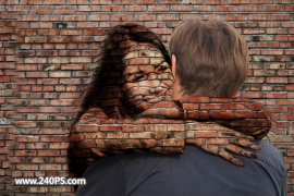 Photoshop合成由砖块墙壁幻化出的美女