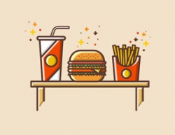Illustrator绘制简约风格的汉堡插画教程