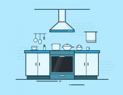 Illustrator绘制扁平化风格的厨房效果图