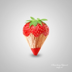 Photoshop合成可爱的草莓铅笔