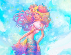 Illustrator绘制唯美的水彩美人鱼插图