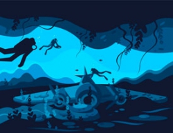 Illustrator绘制时尚的海底探险插画