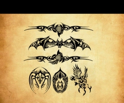 蝙蝠形状花纹纹身和刺青PS笔刷