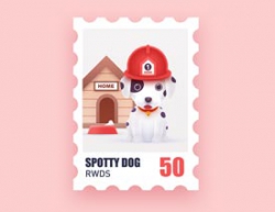 Photoshop设计卡通风格的小狗邮票