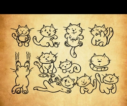 手绘线条猫咪图标PS笔刷