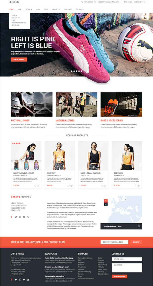 Biruang E commerce PSD website Template