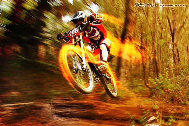 Photoshop设计超酷的火焰动感自行车教程 
