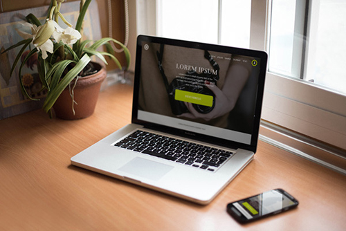 Notebook & Smartphone on Table PSD Mockup