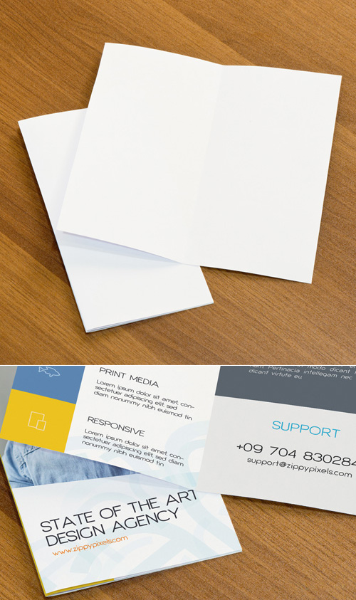 Free PSD Mockup of Two Bifold Flyers