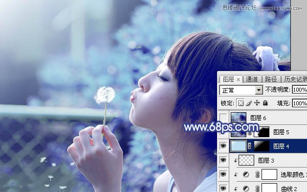 Photoshop调出可爱女孩梦幻蓝色效果,PS教程,素材中国