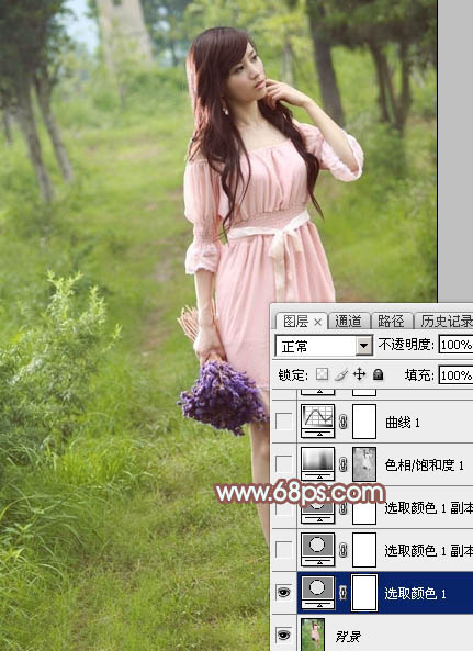 PS教程：PS打造唯美秋季金黄树林美女图