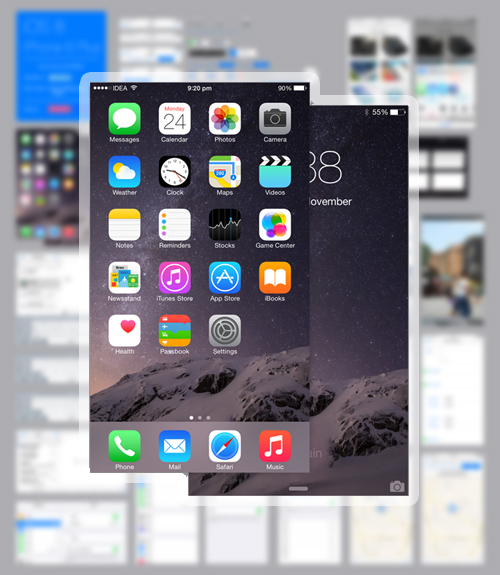 Free iOS 8 iPhone 6 Plus GUI PSD