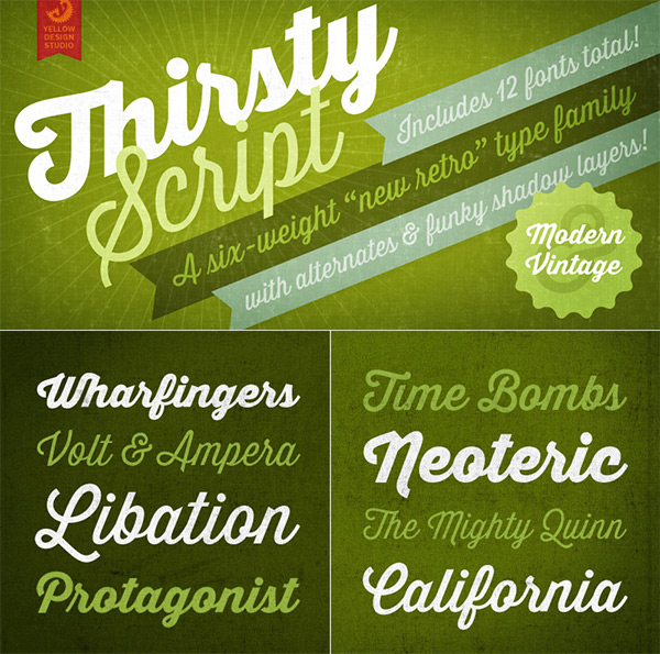 Thirsty Script by Ryan Martinson in 25 Fresh and Free Fonts for February 2014 