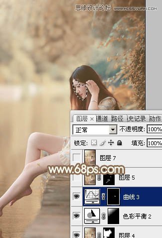 Photoshop调出河边美女秋季淡黄色调,PS教程,思缘教程网