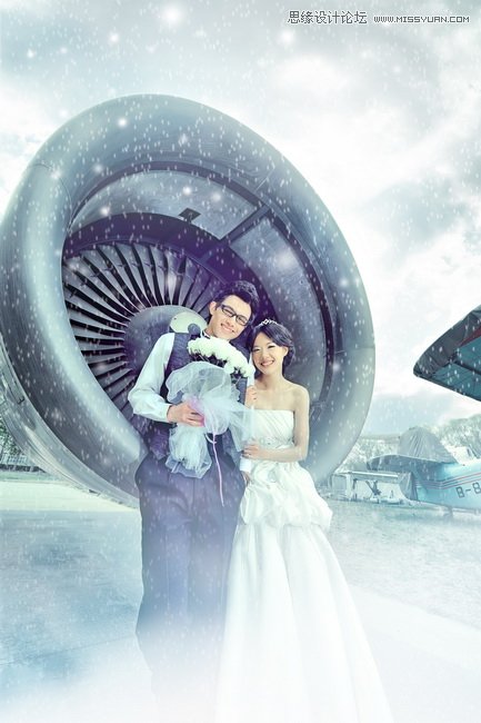 Photoshop调出婚纱照片梦幻雪景效果,PS教程,思缘教程网