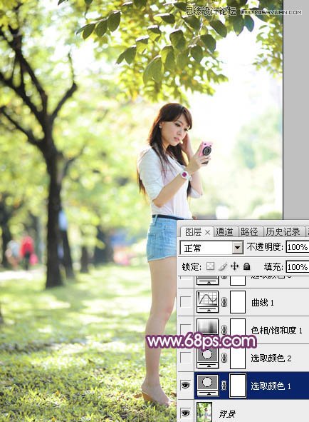 Photoshop调出春季公园美女唯美紫色效果,PS教程,思缘教程网