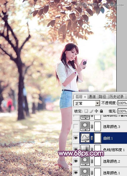 Photoshop调出春季公园美女唯美紫色效果,PS教程,思缘教程网