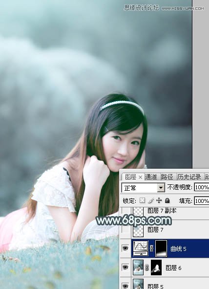 Photoshop调出外景美女唯美蓝色效果,PS教程,素材中国sccnn.com