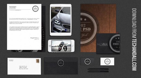 Branding Identity Mock up by Tech and ALL in 50 Fresh Freebies From Dribbble