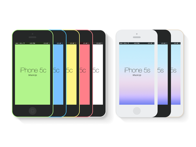 Free Flat iPhone 5c&5s Mockup by MSGS in 50 Fresh Freebies From Dribbble