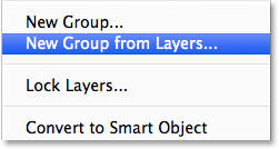 Selecting New Group from Layers from the Layers panel menu. Image © 2013 Photoshop Essentials.com