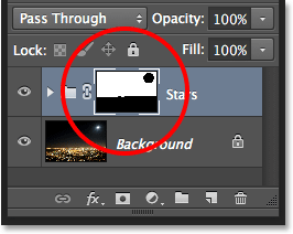 The Layers panel showing the mask thumbnail. Image © 2013 Photoshop Essentials.com