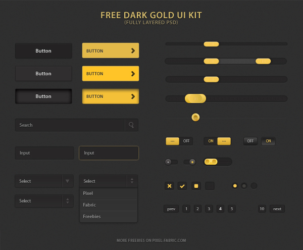 Free Dark Gold UI Kit