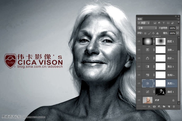 Photoshop调出人像照片高质量的黑白特效,PS教程,素材中国 sccnn.com