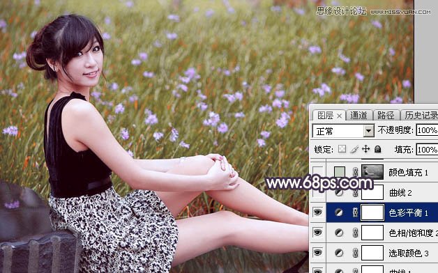 Photoshop调出春季花园美女淡淡冷色效果,PS教程,素材中国 sccnn.com