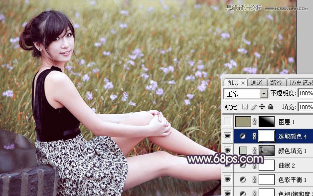 Photoshop调出春季花园美女淡淡冷色效果,PS教程,素材中国 sccnn.com