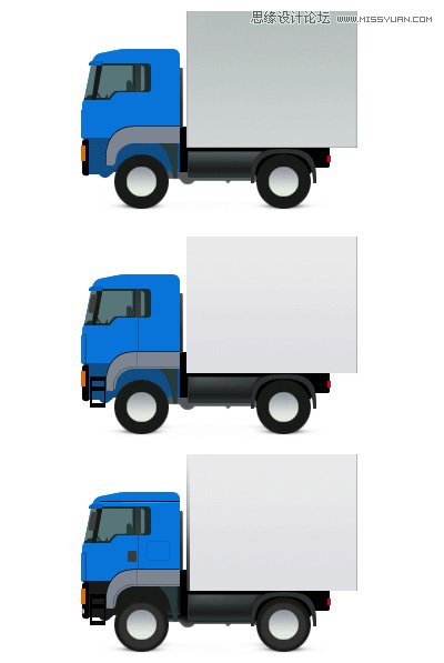 Photoshop绘制矢量风格的小货车图标,PS教程,素材中国 sccnn.com