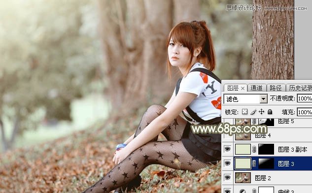 Photoshop调出公园树下女孩淡淡的橙色效果,PS教程,素材中国 jy.sccnn.com