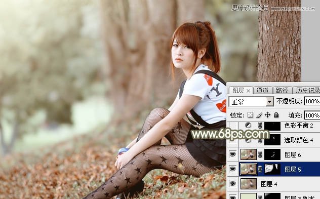Photoshop调出公园树下女孩淡淡的橙色效果,PS教程,素材中国 jy.sccnn.com